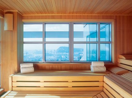 Sauna-, Spa- und Wellness-Referenzen: Six Senses; Sauna mit Ausblick